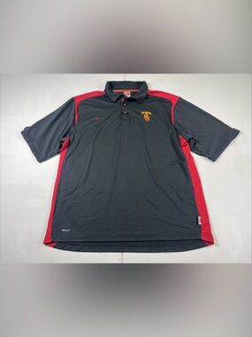 Vintage Nike USC Trojans Polo Shirt Mens Fit Dry Black NCAA Football Size XL
